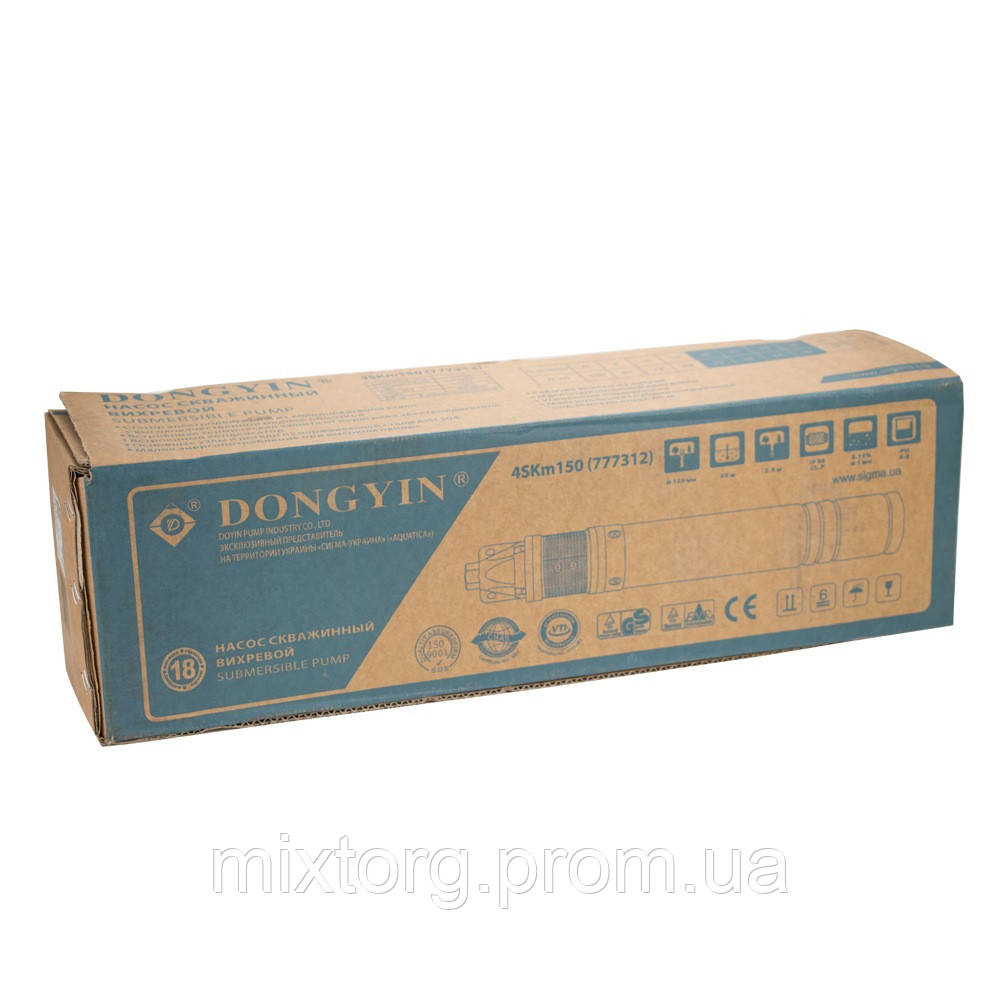 Насос вихровий свердловинний 1.1кВт H 100(38)м Q 45(30)л/хв Ø96мм AQUATICA (DONGYIN) 4SKm150 (777312) Насос вихровий свердловинний 1.1кВт H 100(38)м Q 45(30)л/хв Ø96мм AQUATICA (DONGYIN) 4SKm150 (777312)