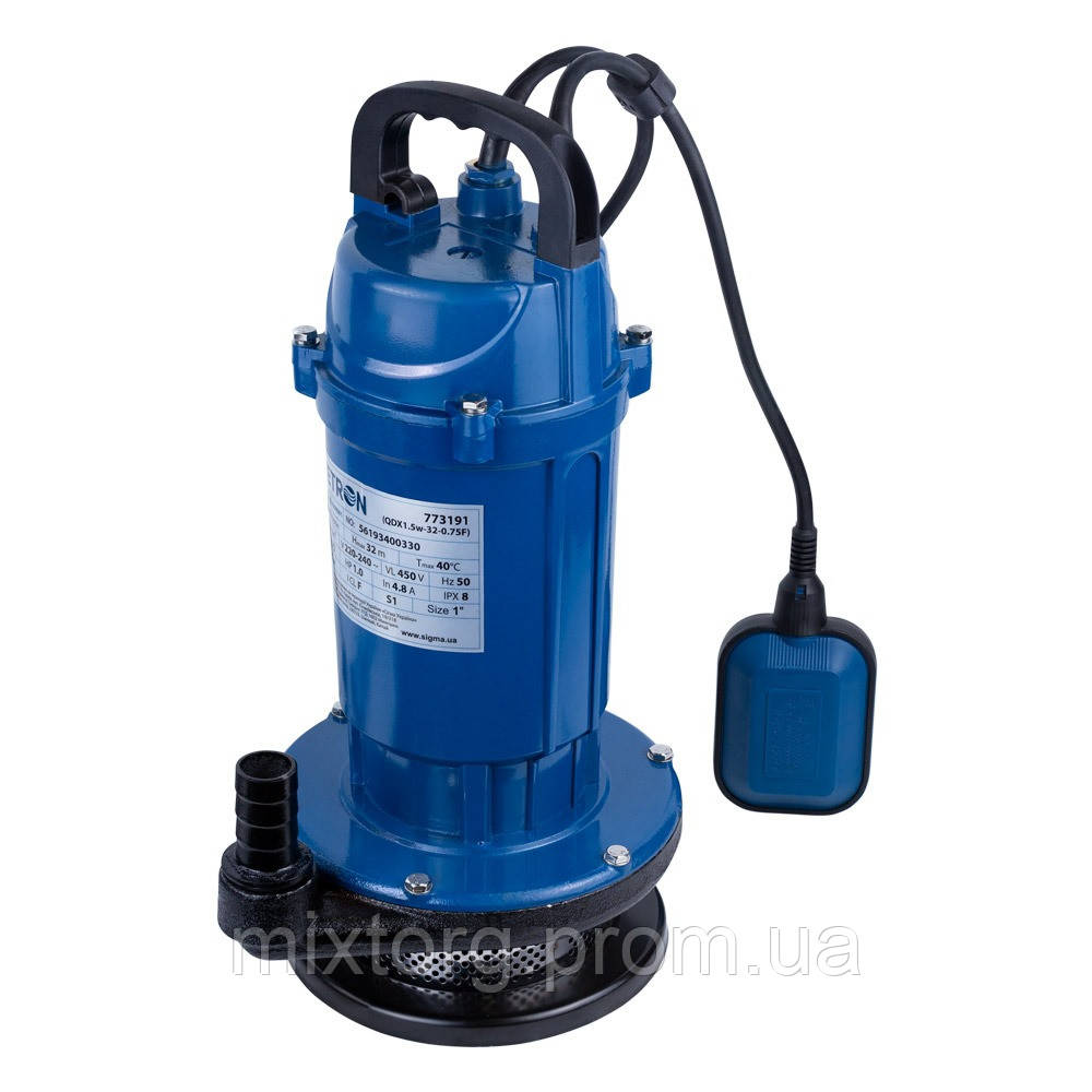 Насос дренажний 0.37кВт Hmax 15м Qmax 140л/хв WETRON QDX1.5w-16-0.37F (773191) Насос дренажний 0.37кВт Hmax 15м Qmax 140л/хв WETRON QDX1.5w-16-0.37F (773191)