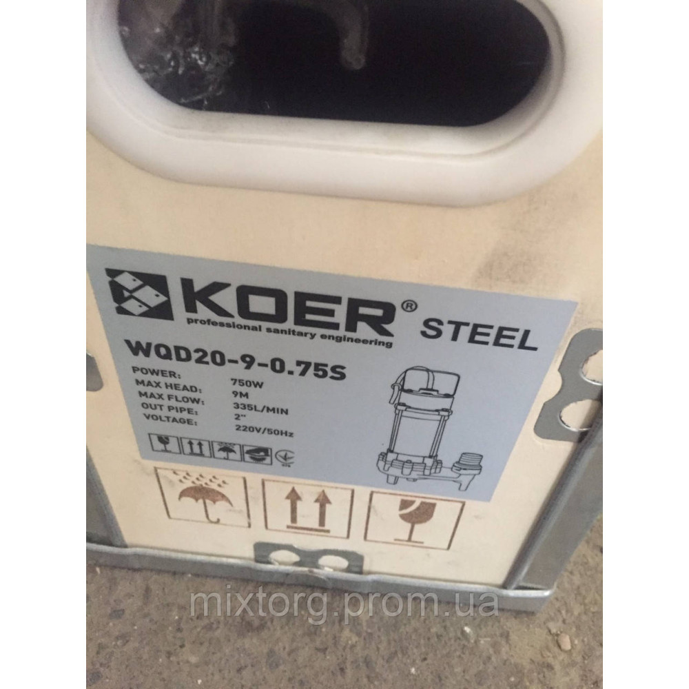 Насос дренажно-фекальний KOER WQD 20-9-0,75S STEEL корпус неіржавка сталь (Чехія) Насос дренажно-фекальний KOER WQD 20-9-0,75S STEEL корпус неіржавка сталь (Чехія)