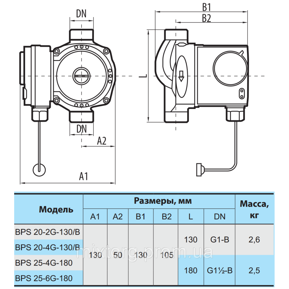 Циркуляційний насос BPS20-2G-130/B "NPO" + комплект гайок Циркуляційний насос BPS20-2G-130/B "NPO" + комплект гайок